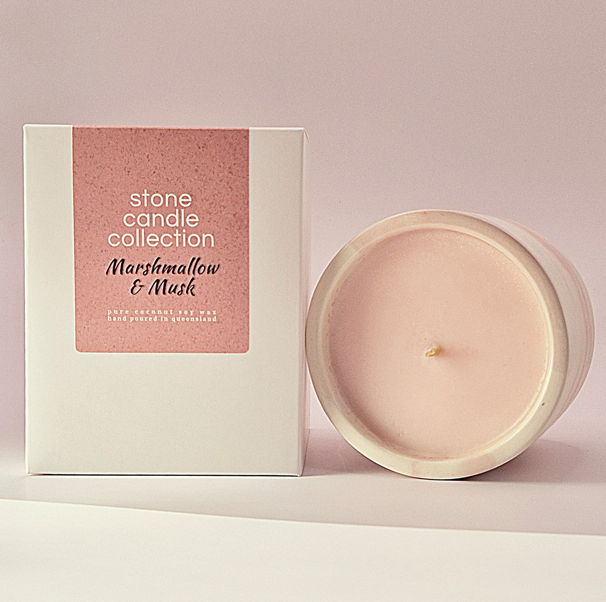 Stone Candle - Dusty Pink