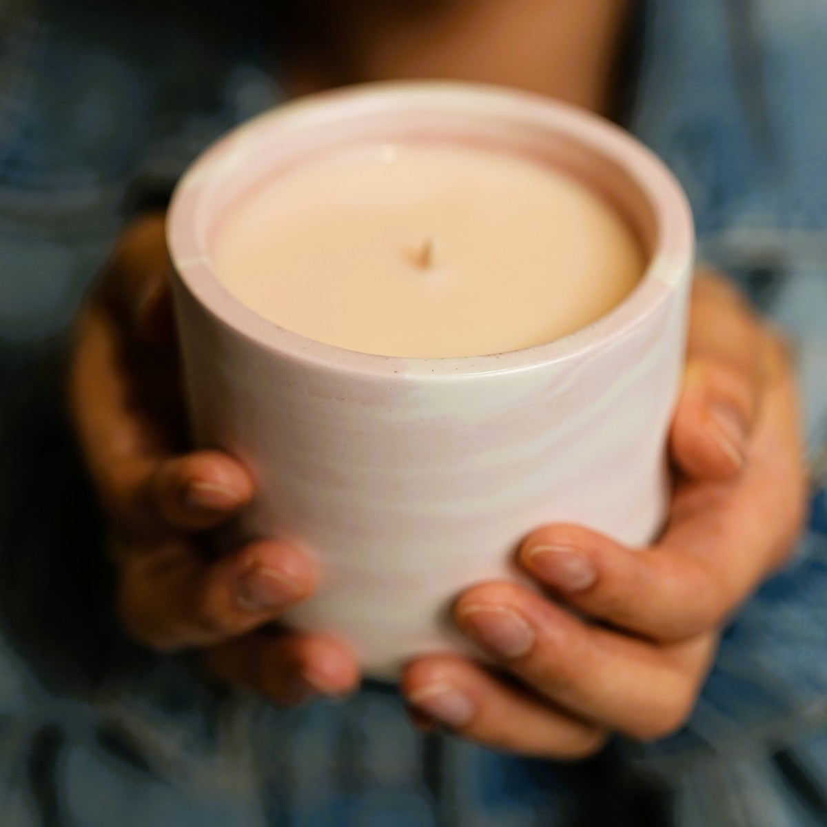 Stone Candle - Dusty Pink