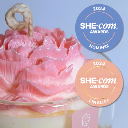 Dusk - floating flower candle in recyclable double-walled glass coffee mug