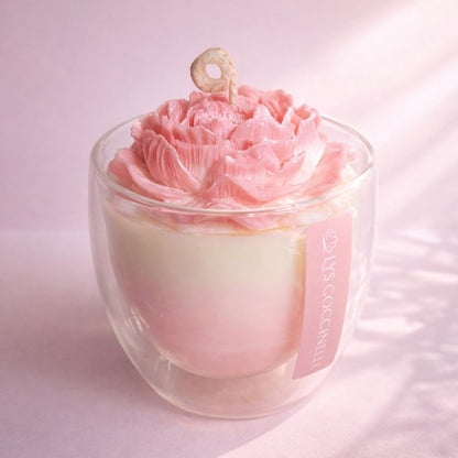 Dusk - floating flower candle in recyclable double-walled glass coffee mug