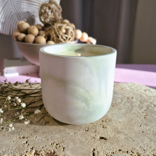 Stone Candle - Sage Green