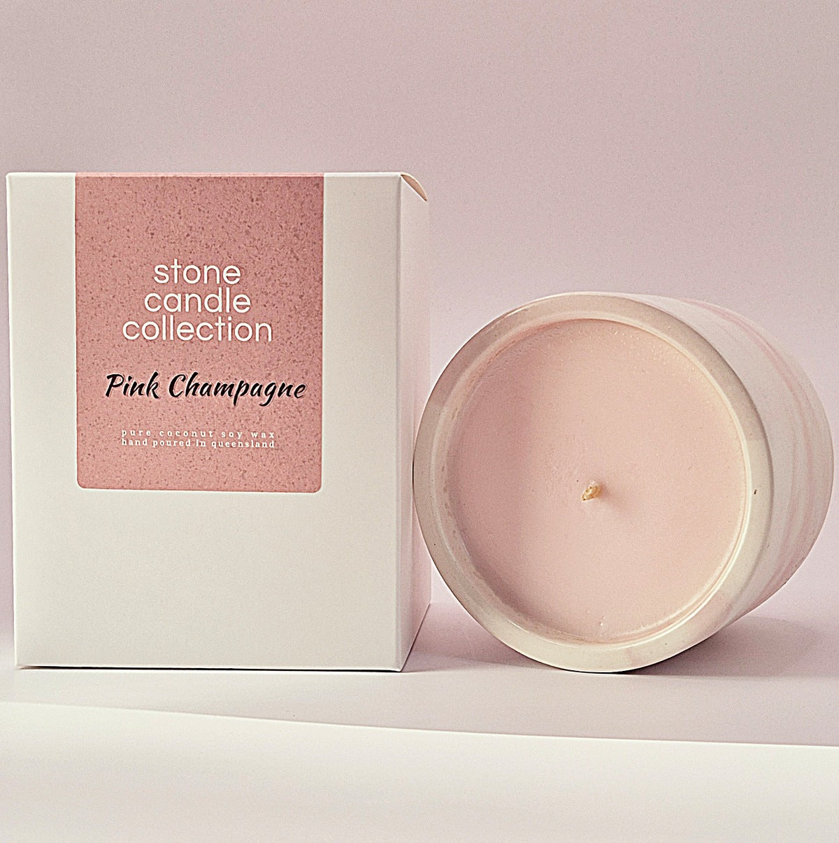 Stone Candle - Dusty Pink