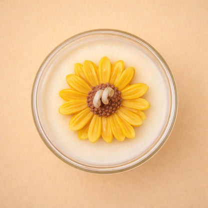 Sunrise flower candle in recyclable double-walled glass