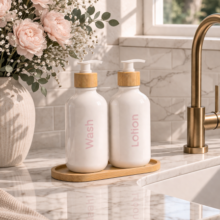 Wash & Lotion set in white